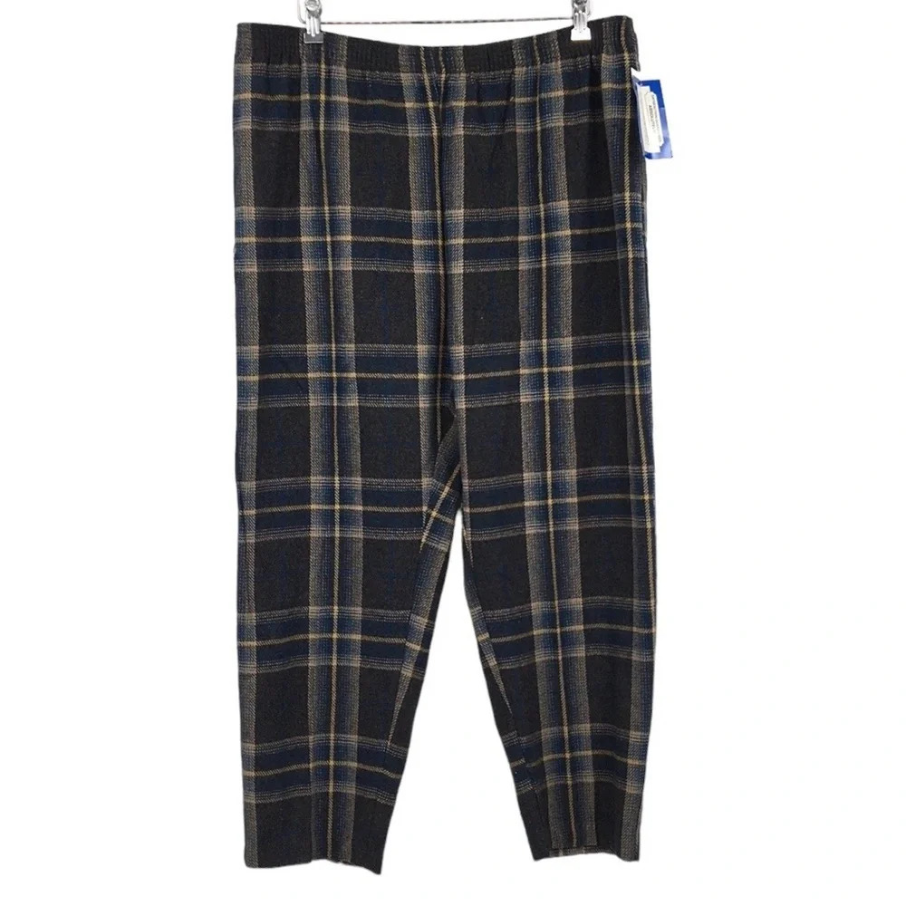 Blair‎ Vintage Gray Yellow Plaid Flannel Pull On Womens 24 1/2 Tapered Leg
